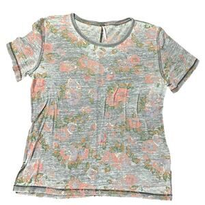 Free People Distressed Burn Out Rose Print Top Size XS